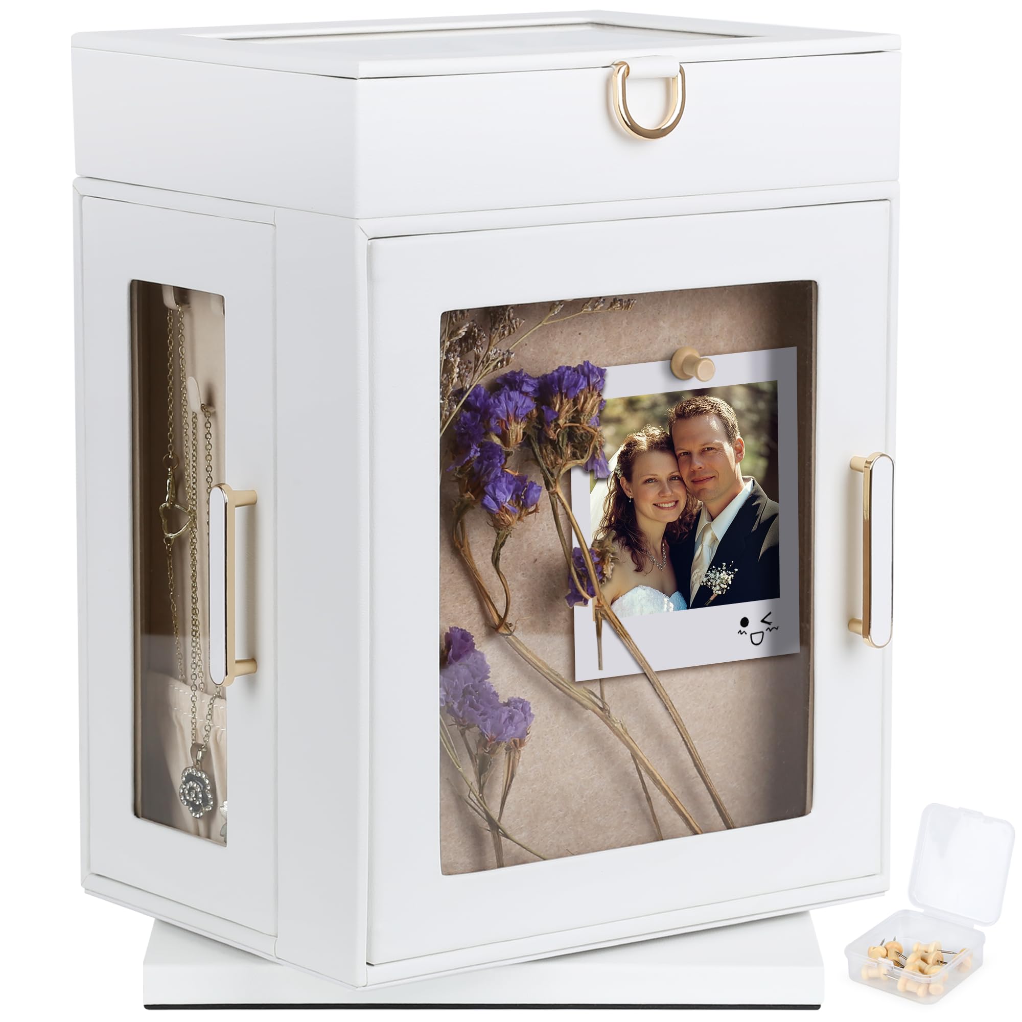 Amazon.com: Kendal 360° Rotating Jewelry Box - White PU Leather